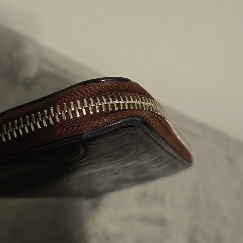 Dior Burgundy Patent Leather Embossed Wallet